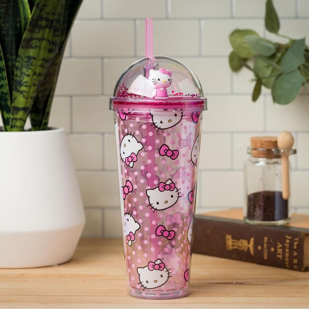 Hello Kitty Sanrio Tumblr Glitter 24oz Pink